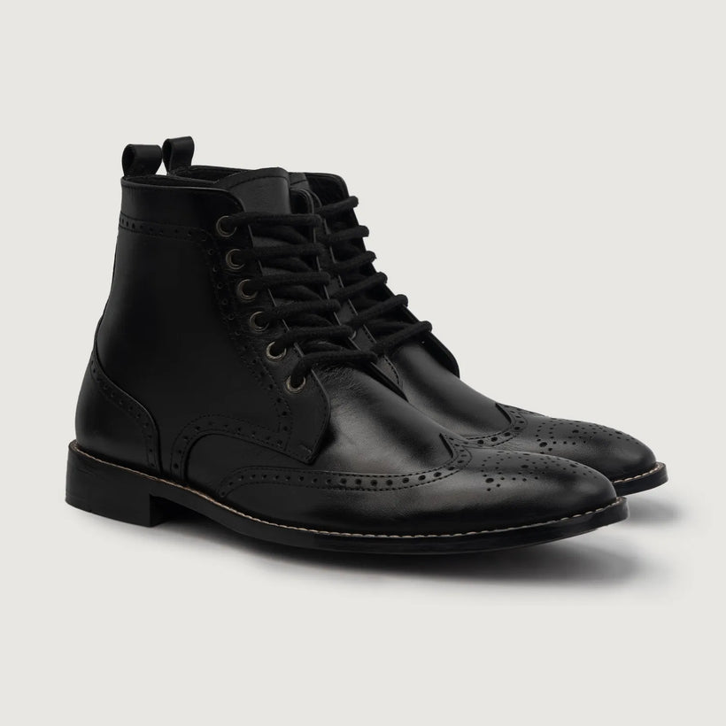 Duster Brogues Derby Черный Кожаные ботинки для Мужчин