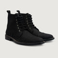 Knight Derby Черный Nubuck Кожаные ботинки для Мужчин
