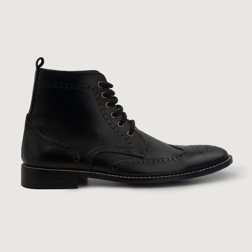 Duster Brogues Derby Черный Кожаные ботинки для Мужчин