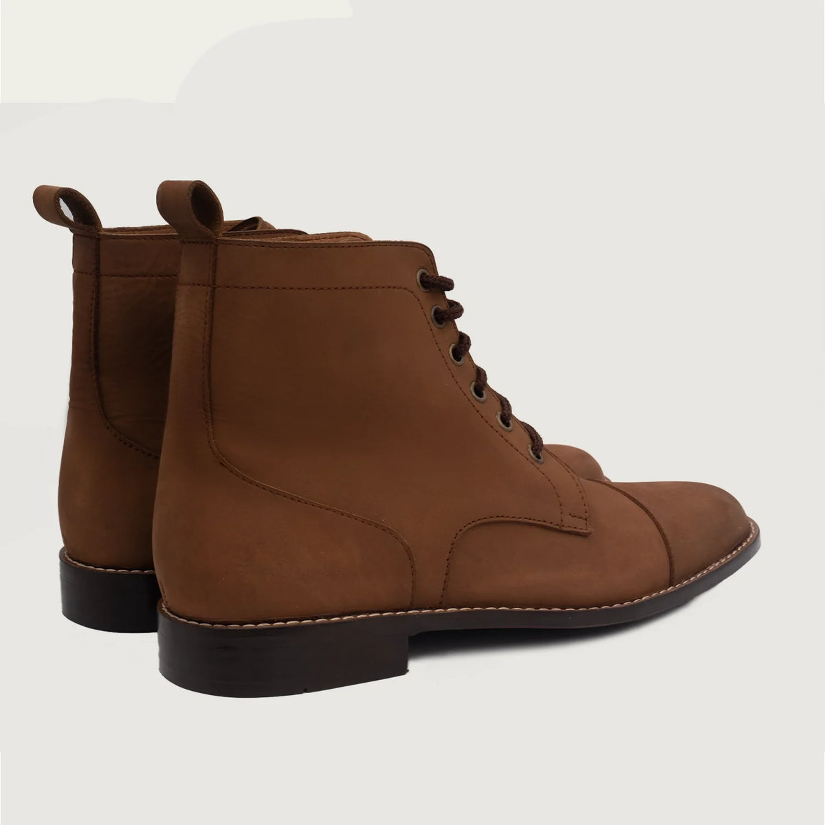Knight Derby Brown Leather Boots For Men - Усиленный задник и точная двойная строчка