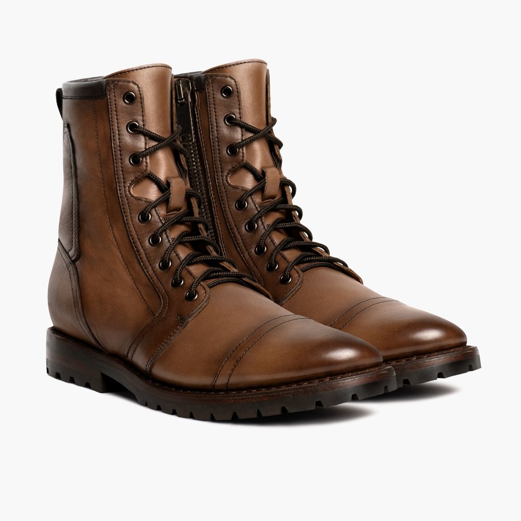 Casa Moto Amber Wheat Кожаные ботинки для Мужчин in Classic Full-Grain Leather - Вид спереди и приталенный силуэт | Купить в официальном онлайн-магазине