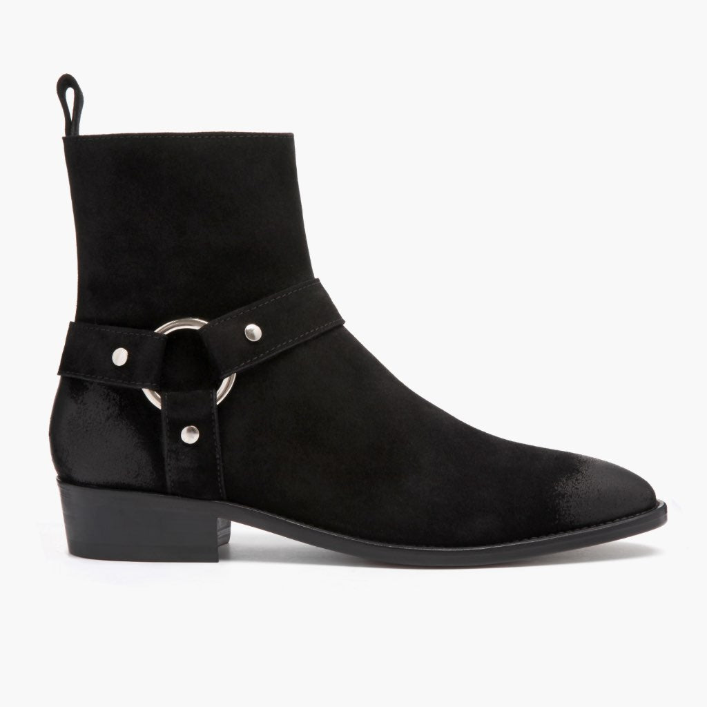 Black Goatskin Suede Leather Boots - Рантовая конструкция Goodyear Welt и носок обуви