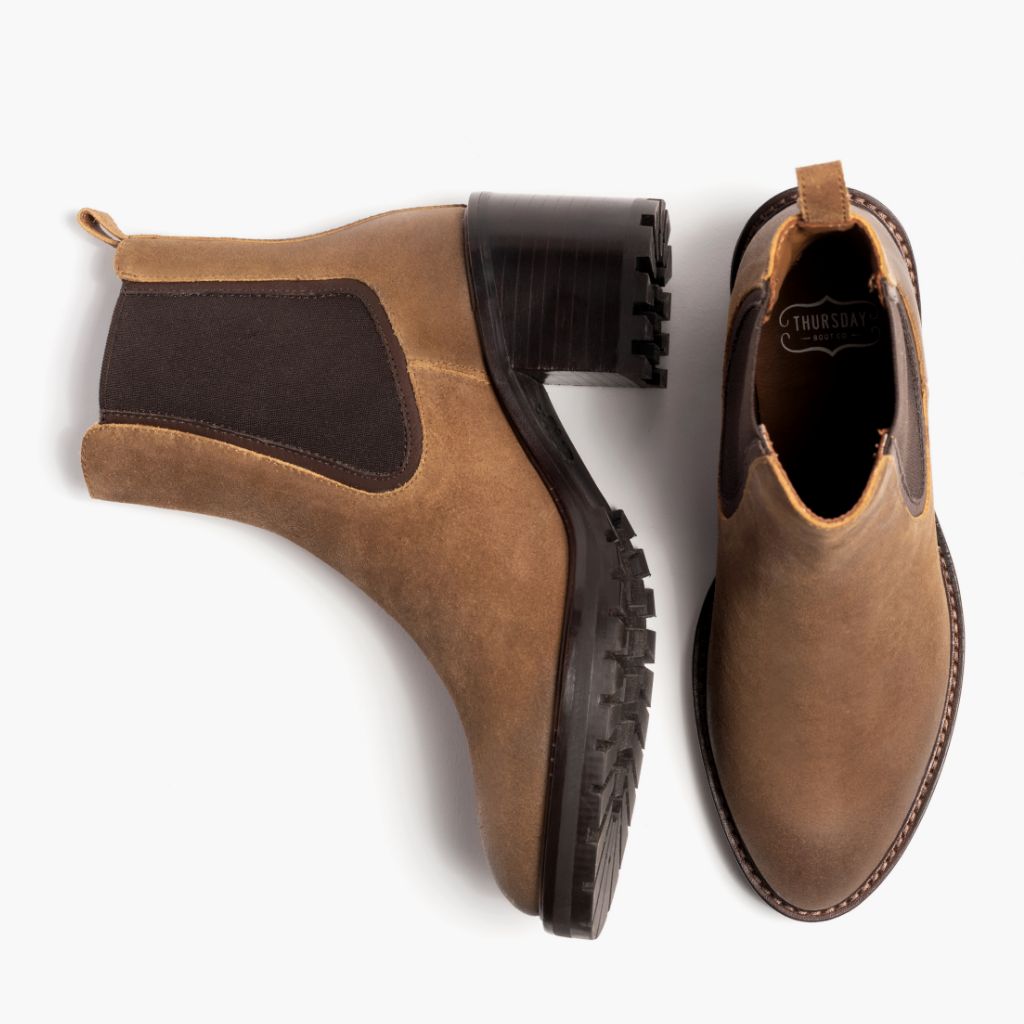 High-Traction Rubber Outsole & Lug Tread Pattern on Knockout Safari Кожаные ботинки для Женщин