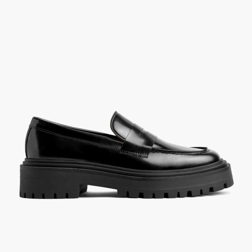 Penny Platform Черная Leather Loafers женская