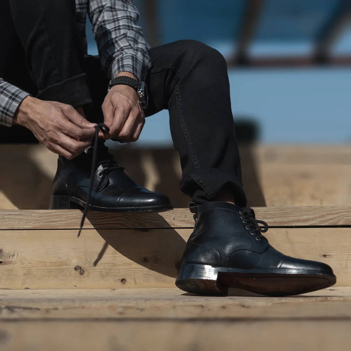 Orlaven Knight Derby Черный Кожаные ботинки для Мужчин footwear image 9
