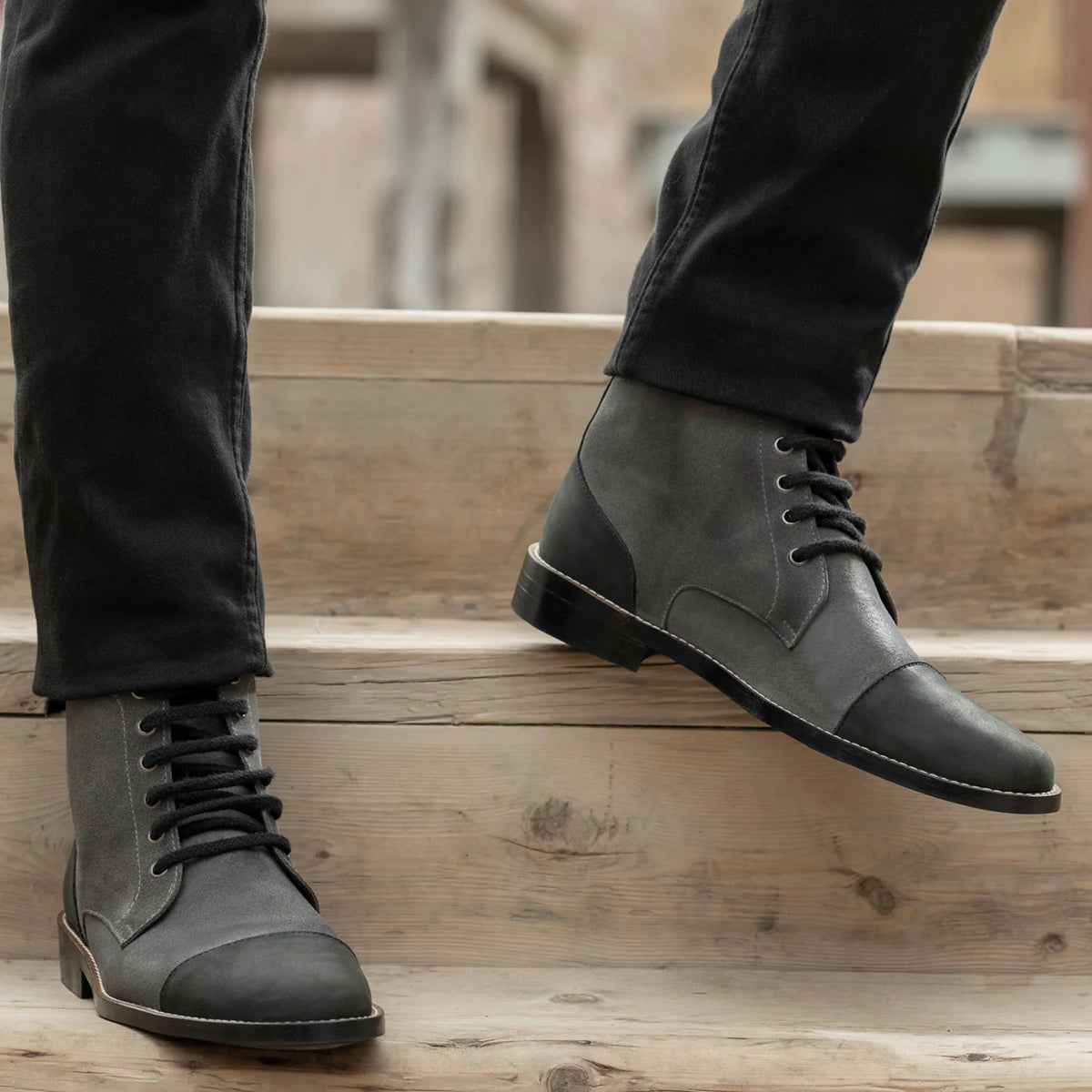 Orlaven Knight Derby Grey & Черный Кожаные ботинки - StudGuard для Мужчин footwear image 9