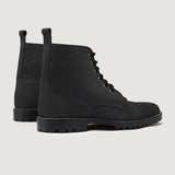 High-Traction Rubber Outsole & Lug Tread Pattern on Knight Derby Matte Black Pullup Leather Boots TerraGrip For Men