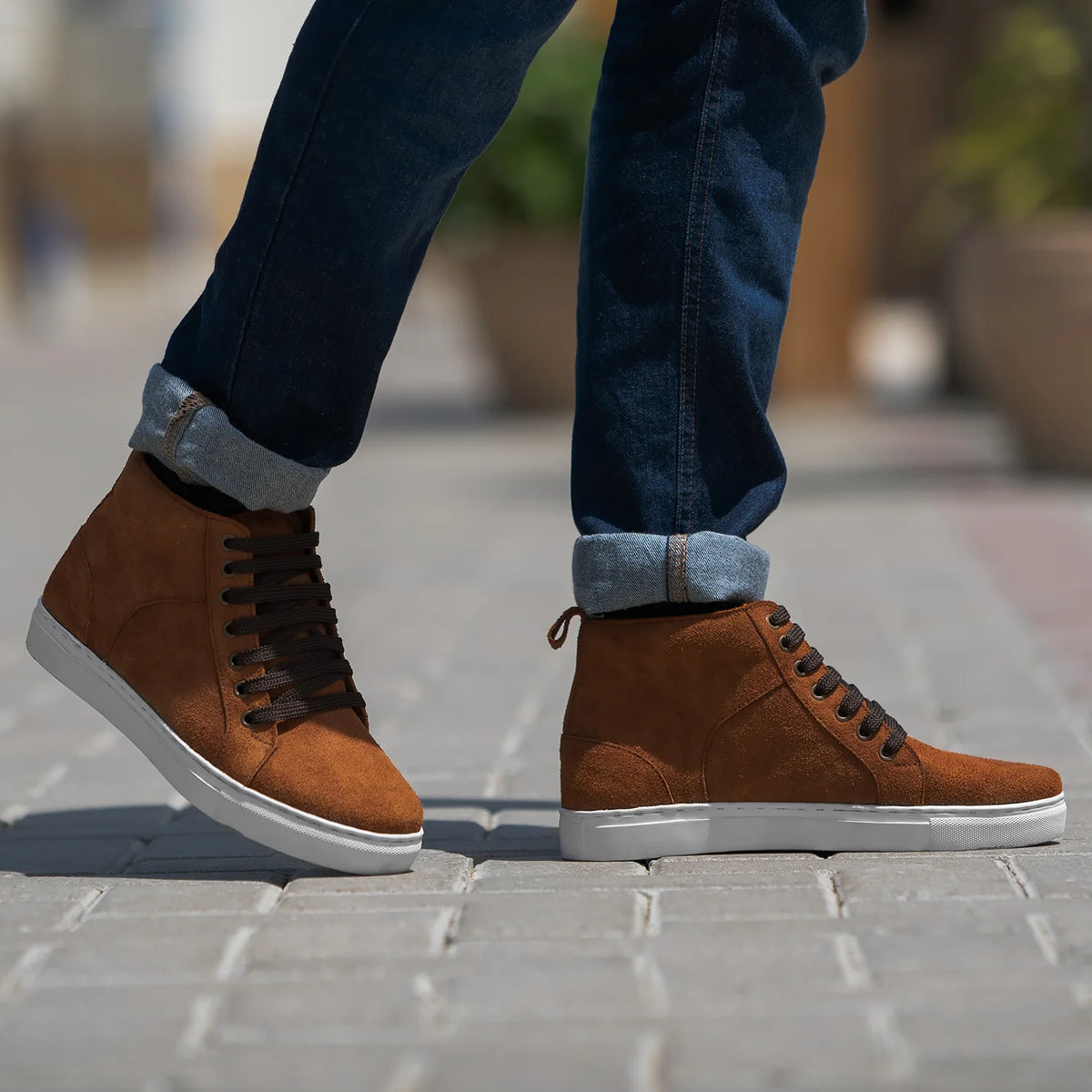 Brown Goatskin Suede Leather Sneakers - Рантовая конструкция Goodyear Welt и носок обуви