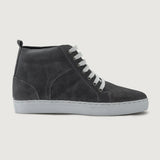 Grey Goatskin Suede Leather Sneakers - Goodyear Welt Construction & Front Toe Box Detail