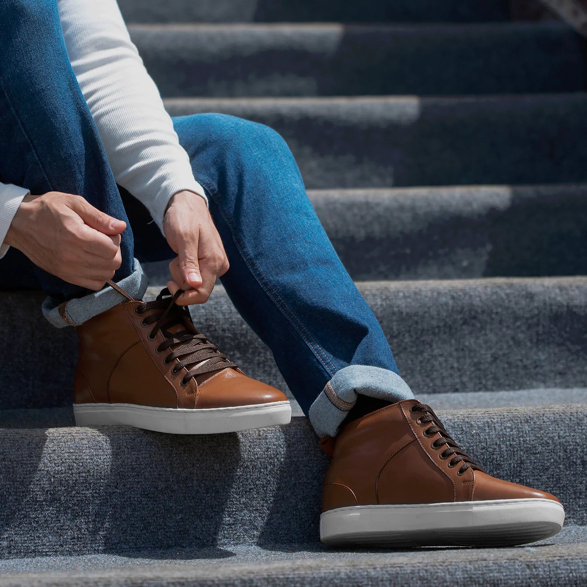 Orlaven Marty High Top Рыжий Кожаные кеды для Мужчин footwear image 10