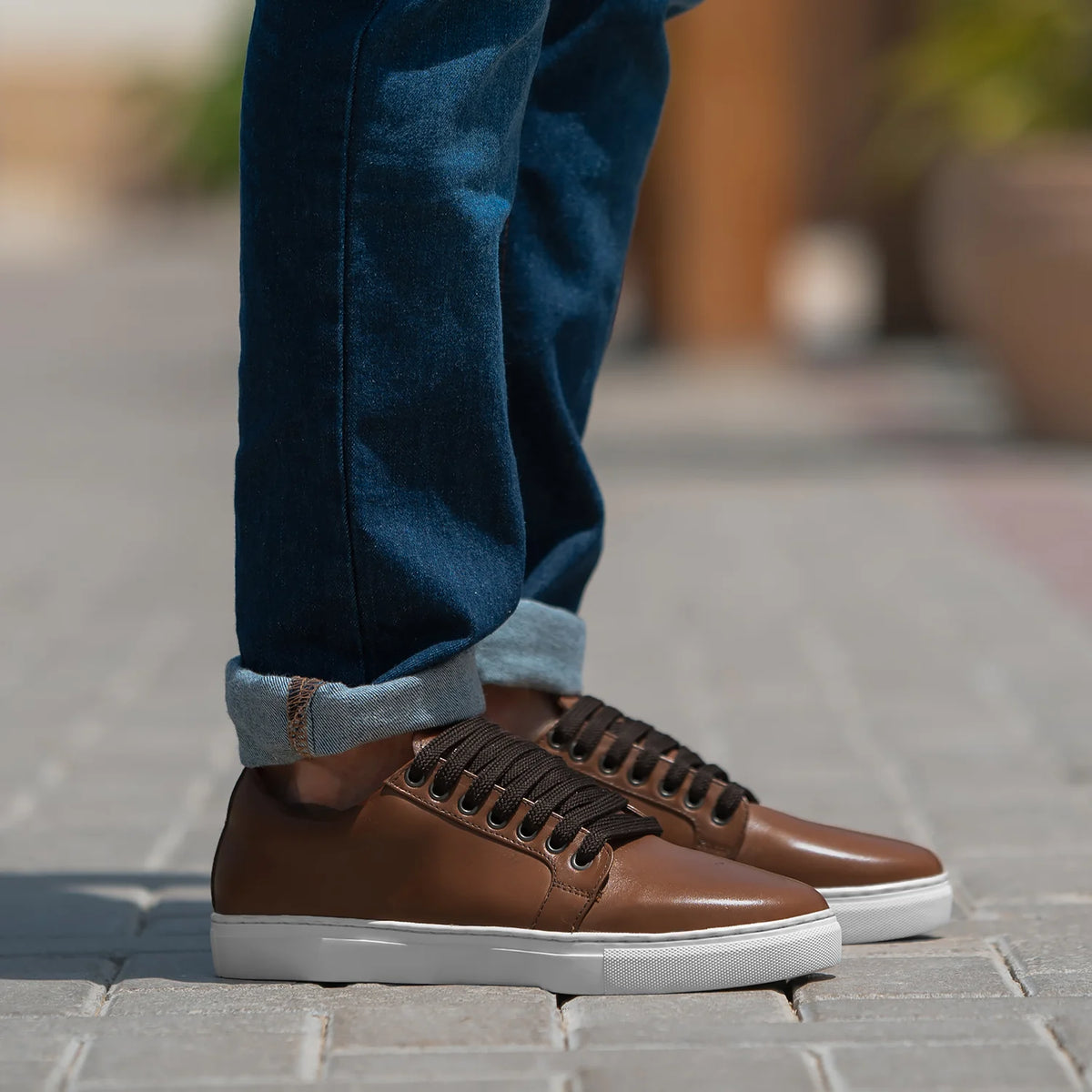 Murphy Low Top Рыжий Кожаные кеды для Мужчин in Tan Full-Grain Leather - Вид сбоку | Купить в официальном онлайн-магазине