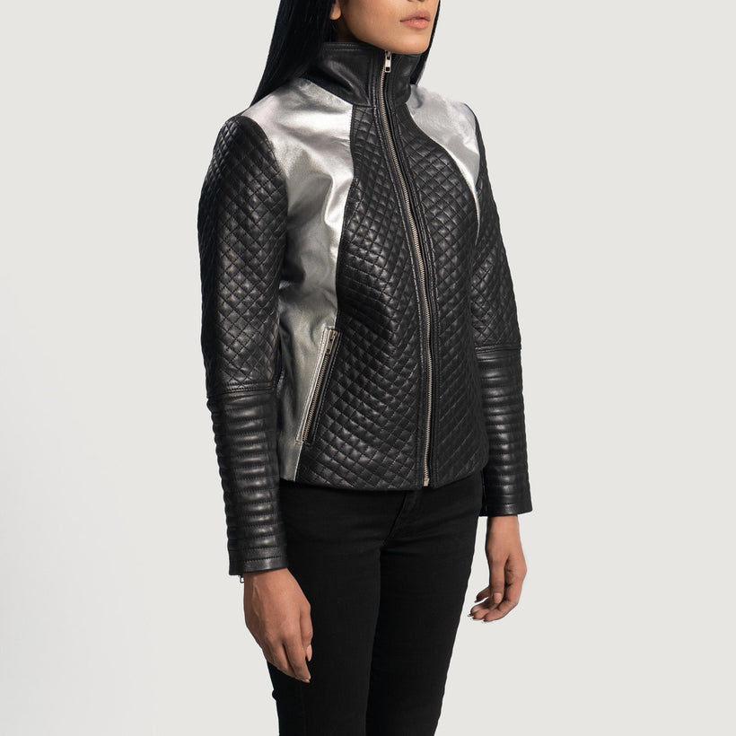 Alia Metallic Черная Кожаная косуха женская
