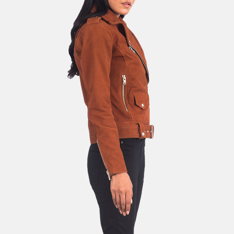 Alison Коричневая Suede Кожаная косуха женская