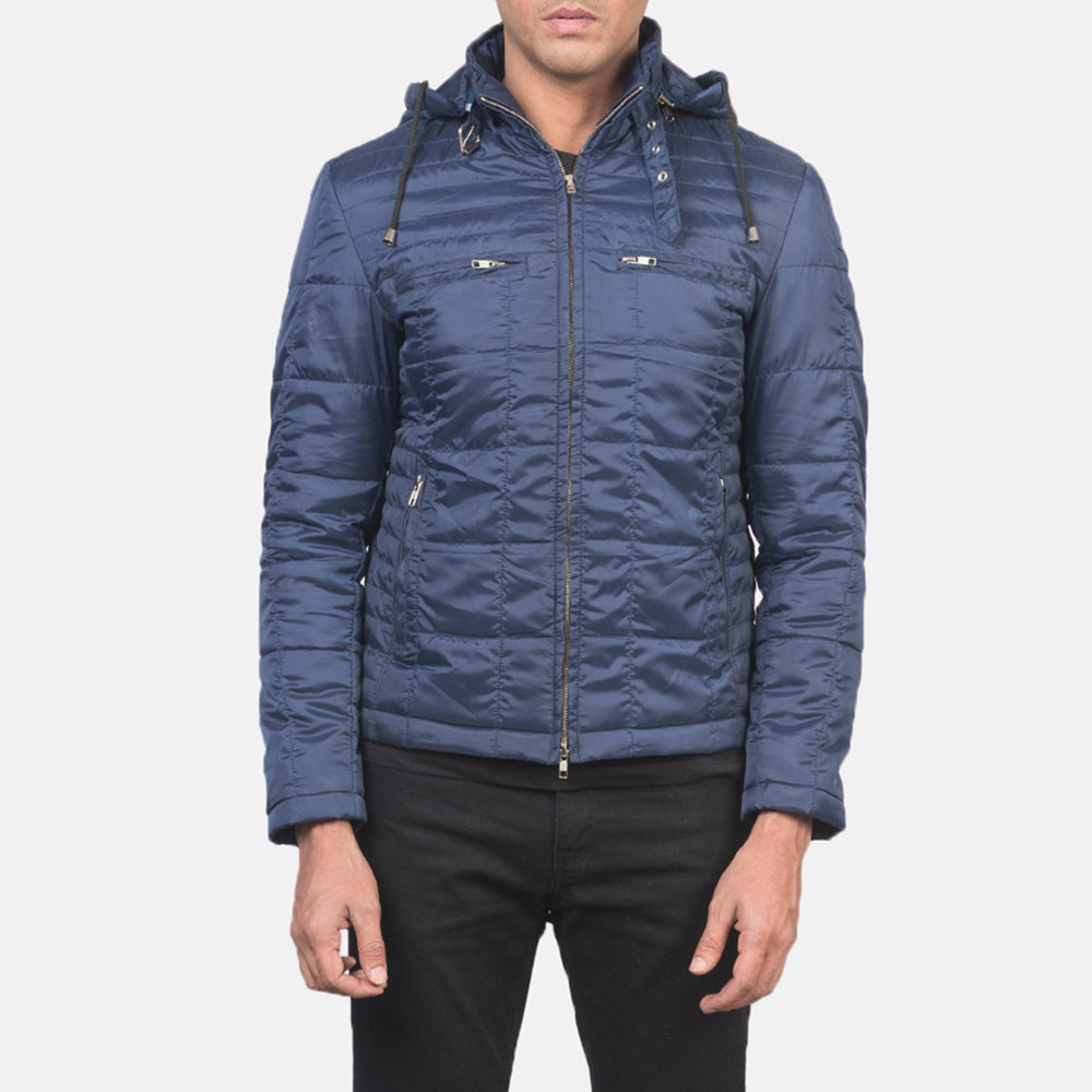 
Alps Quilted Blue Windbreaker Jacket - Вид сбоку, демонстрирующий эргономичный крой рукава