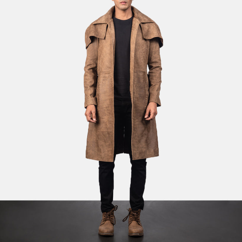 Army Коричневая Leather Duster мужская