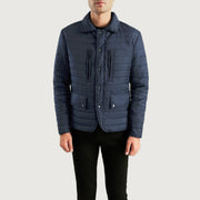 Men's Bo Quilt Windbreaker Jacket - Lateral Side Profile View Showing Sleeve Cut &amp; Athletic Taper Fit