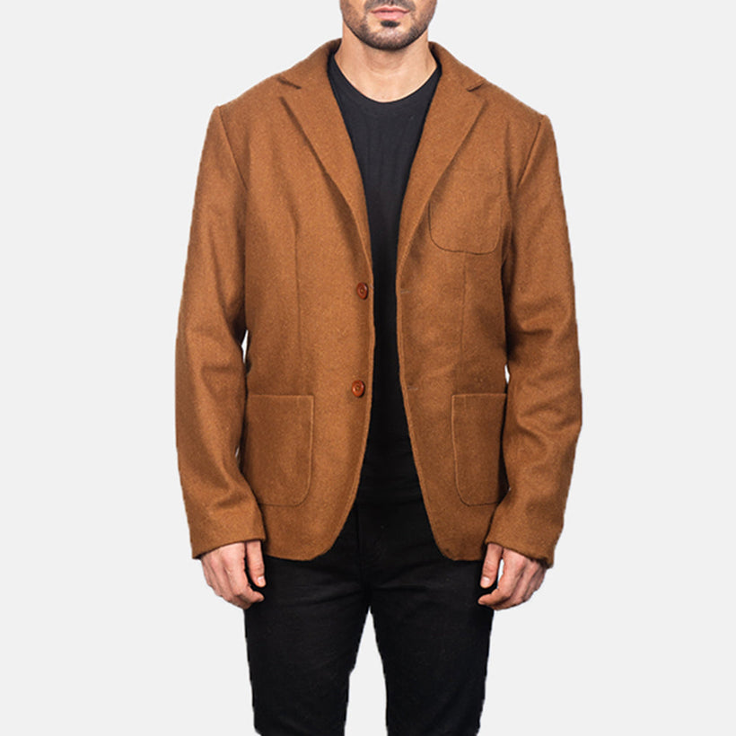 Borges Khaki Wool Кожаный пиджак мужская