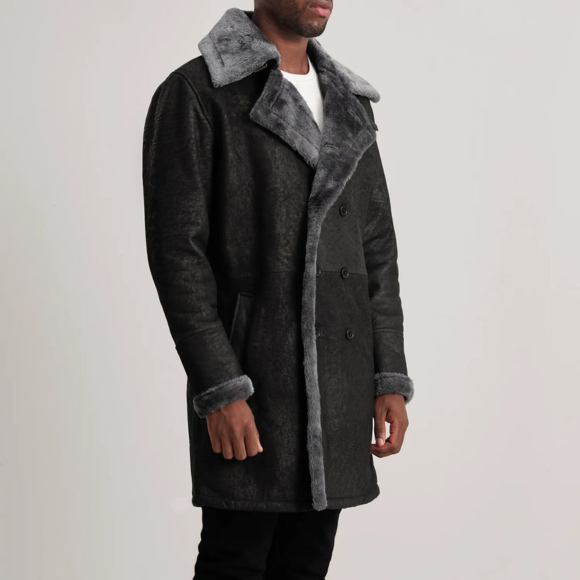 Charles Кожаное пальто Коричневая Shearling Кожаное пальто мужская