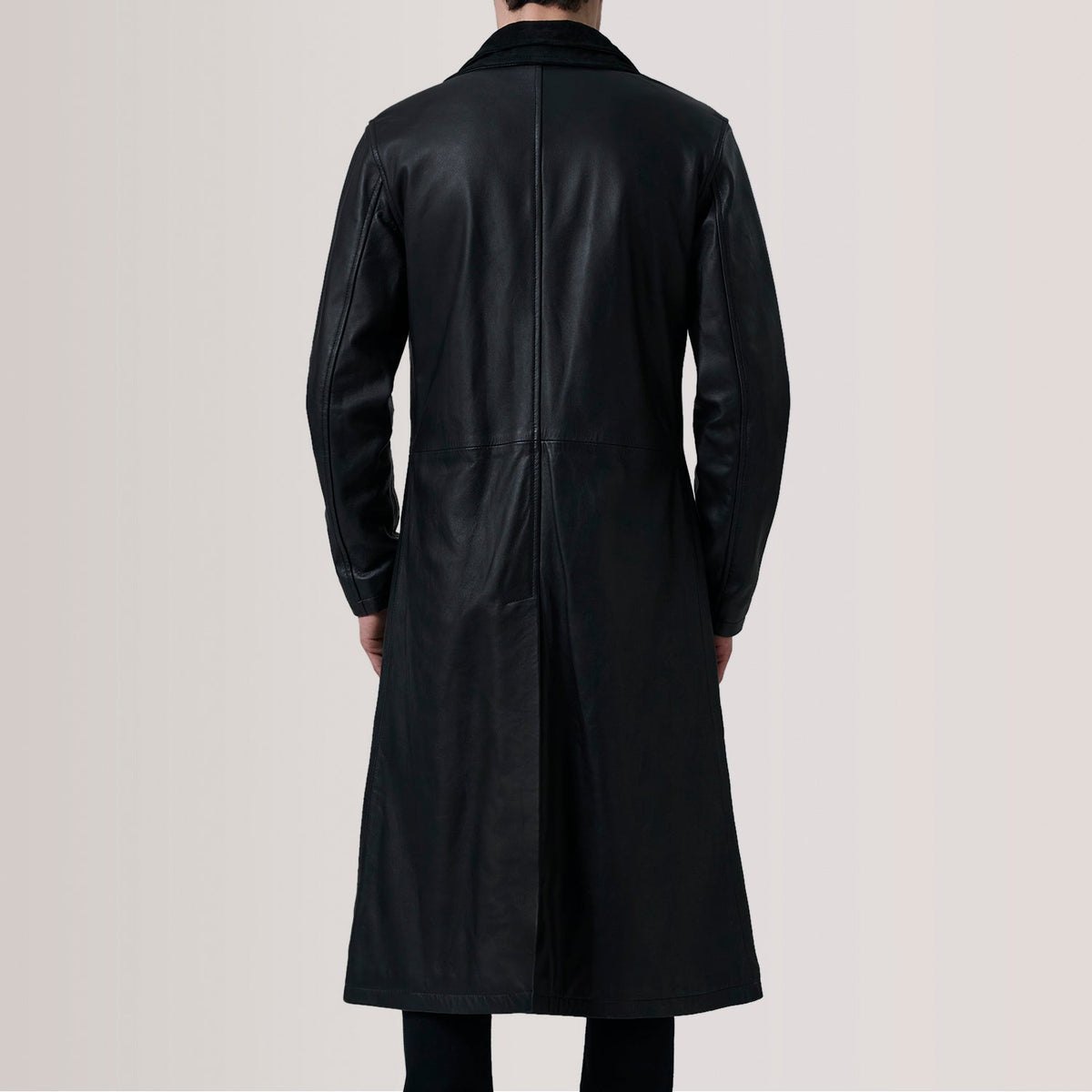 
Крупный план деталей of Notch & Button Hardware on Charlton Черный Leather Single Breasted Кожаное пальто для Мужчин For Men