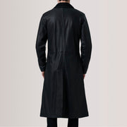 
Крупный план деталей of Notch & Button Hardware on Charlton Черный Leather Single Breasted Кожаное пальто для Мужчин For Men