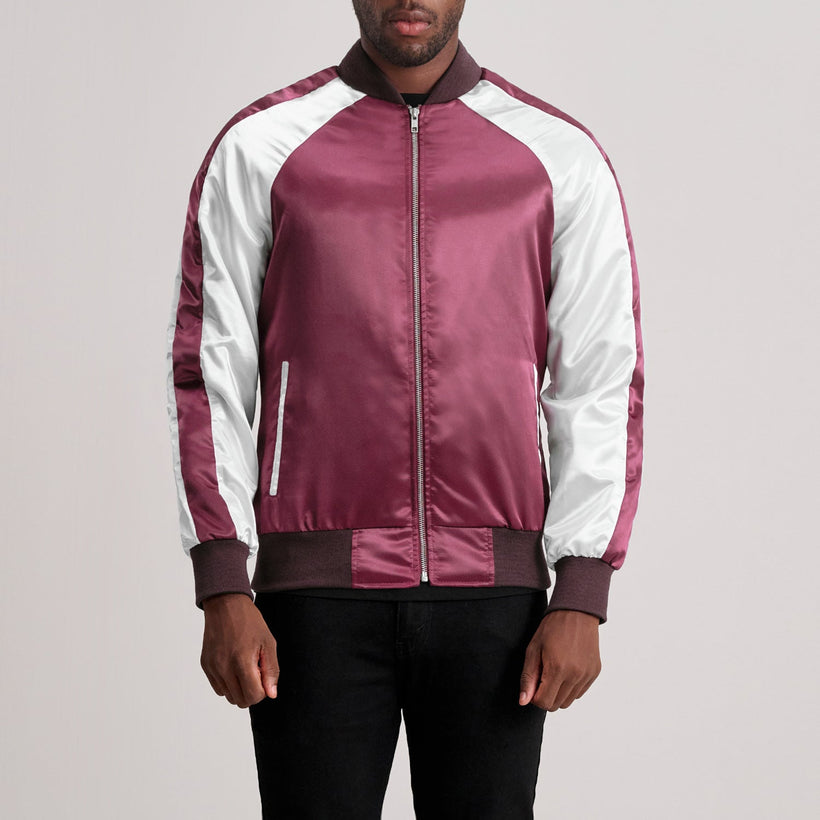 Clarke Бордовый Varsity Кожаная куртка для Мужчин