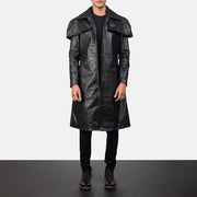 
Classic Черный Leather Duster для Мужчин in Black Cowhide Leather - Вид спереди и приталенный силуэт | Купить в официальном онлайн-магазине