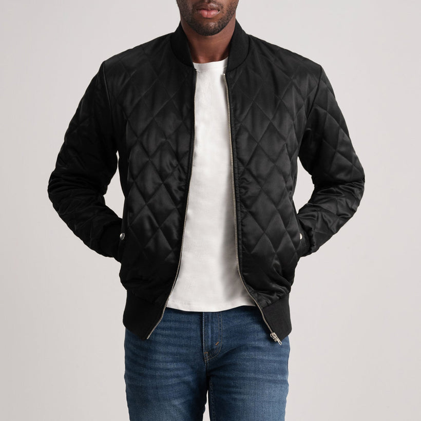 Danson Quilted Черная Varsity Кожаная куртка мужская