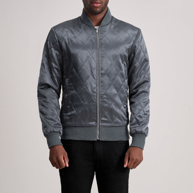 Danson Quilted Grey Varsity Кожаная куртка мужская