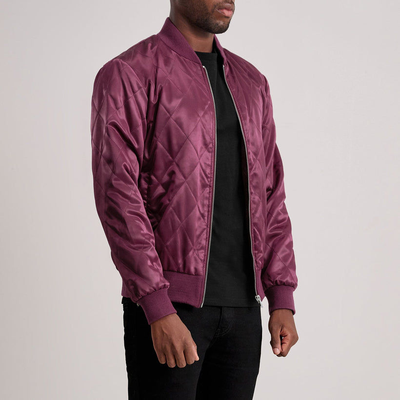 Danson Стеганый Бордовый Varsity Кожаная куртка для Мужчин
