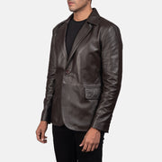 
Brown Sheepskin leather Blazer - Вид сзади, подчеркивающий посадку по плечам и ровный край