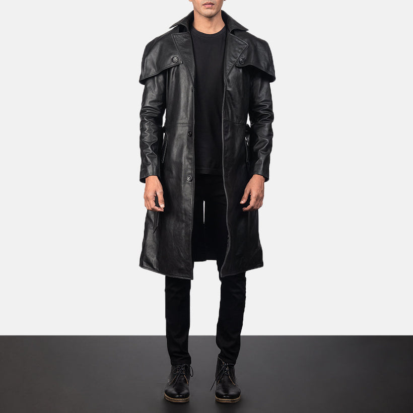 Deux Черная Leather Duster мужская