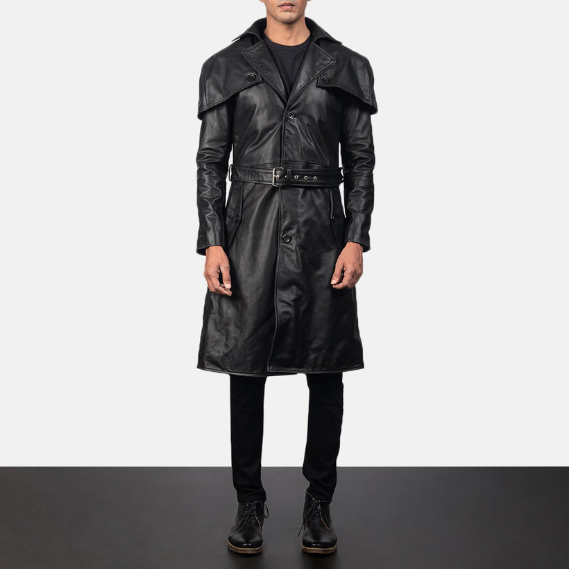 Deux Черная Leather Duster мужская