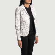 
White Sheepskin Dip &Amp; Dye Leather Blazer - Вид сзади, подчеркивающий посадку по плечам и ровный край