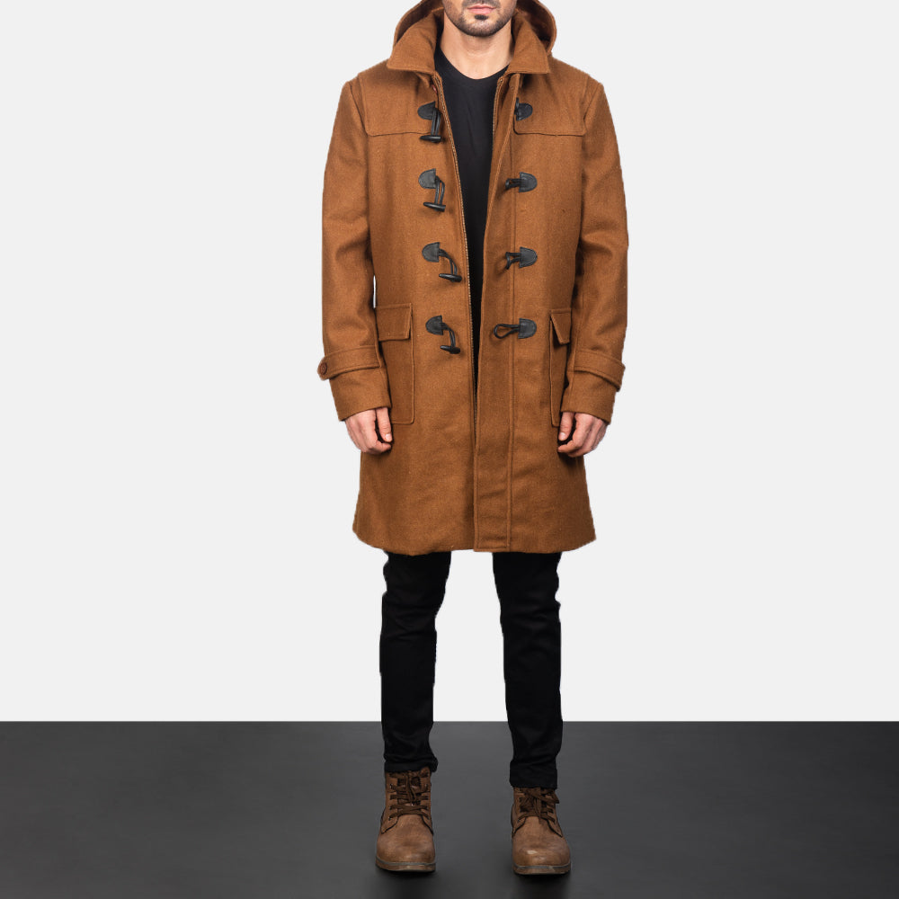
Drake Khaki Wool Duffle Coat in Khaki Synthetic Wool - Вид спереди и приталенный силуэт | Купить в официальном онлайн-магазине