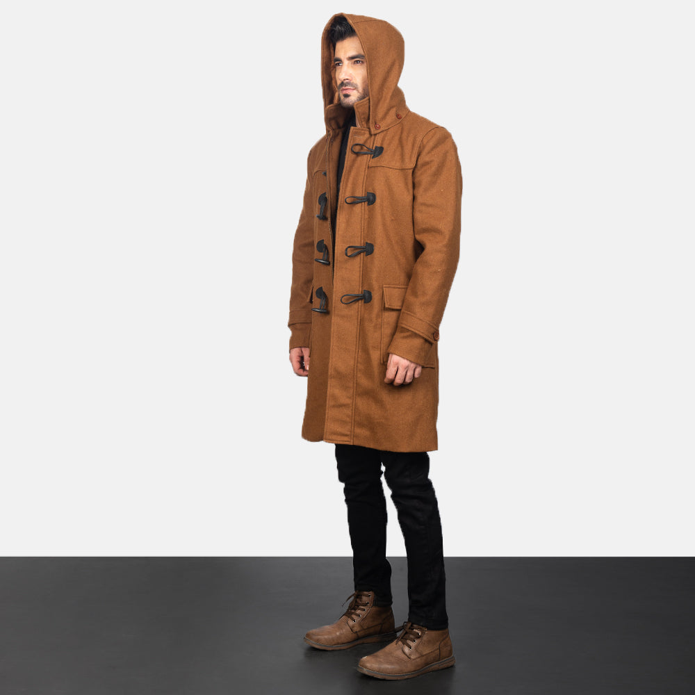 
Khaki Synthetic Wool Trench Coat - Вид сзади, подчеркивающий посадку по плечам и ровный край