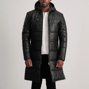 
Floyd Tan Hooded Leather Puffer Coat in Tan Brown Sheepskin Leather - Вид спереди и приталенный силуэт | Купить в официальном онлайн-магазине
