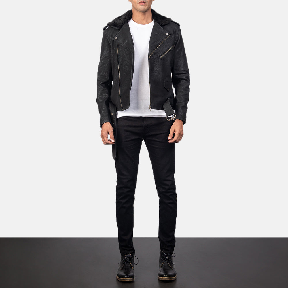 Furton Leather Biker Jacket – alternate product view 3