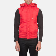 
Крупный план деталей of Band with Removable Hood & Zipper with dual puller and wind flap Hardware on Fuston Красный Утепленный жилет с капюшоном для Мужчин