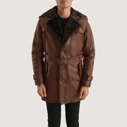 
Hunter Distressed Коричневый Fur Кожаное пальто для Мужчин in Distressed Brown Sheepskin Burnishing - Вид спереди и приталенный силуэт | Купить в официальном онлайн-магазине