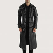 
Huntsman Черный Hooded Кожаный тренчкот для Мужчин in Black. Cowhide Leather - Вид спереди и приталенный силуэт | Купить в официальном онлайн-магазине