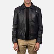 Men's Inferno Brown Leather Jacket in Distressed Brown Sheep Skin Burnishing - Front Profile View &amp; Tailored Silhouette | Buy Online