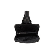 Amanda Full-Grain Leather Backpack - Structured Side Profile Showing Gusset Depth &amp; Expansion Capacity