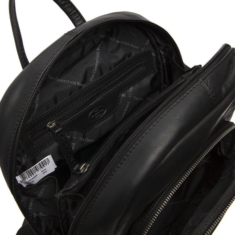 Tan 100% Full-Grain leather Backpack - Rear Perspective Showing Reinforced Leather Straps & Stitching