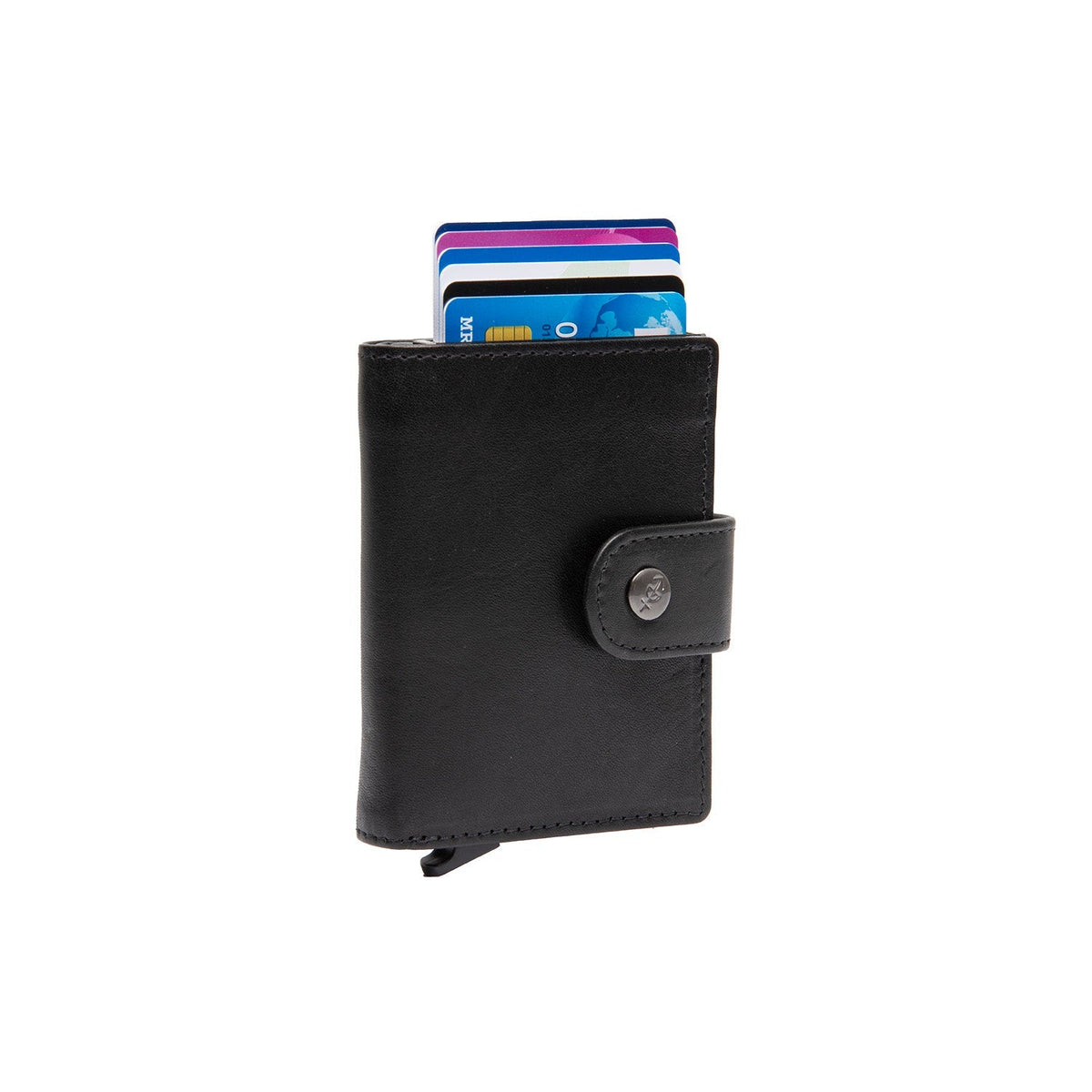 Barrea Full-Grain Leather Card Holder in Classic 100% Full-Grain Leather - Full Exterior Front Profile View | Buy Online
