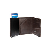 Varrano Full-Grain Leather Card Holder - Structured Side Profile Showing Gusset Depth & Expansion Capacity