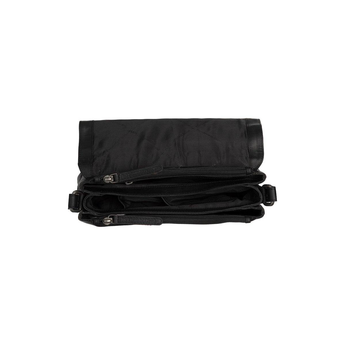 Solid Antique Brass Hardware &amp; Heavy-Duty Dual Zipper Detail on Laverton Full-Grain Leather Crossbody Bag