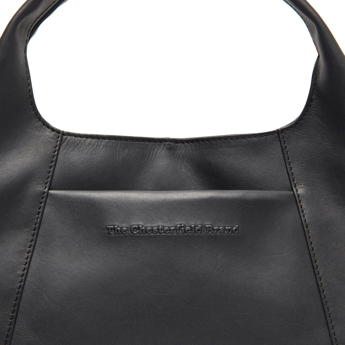 Close-Up Detail of Classic Collar & Heavy-Duty Zipper Hardware on Salina Full-Grain Leather Handbag