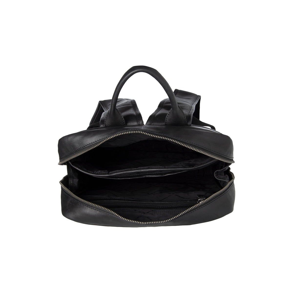 Nicola Full-Grain Leather Laptop Backpack - Structured Side Profile Showing Gusset Depth &amp; Expansion Capacity