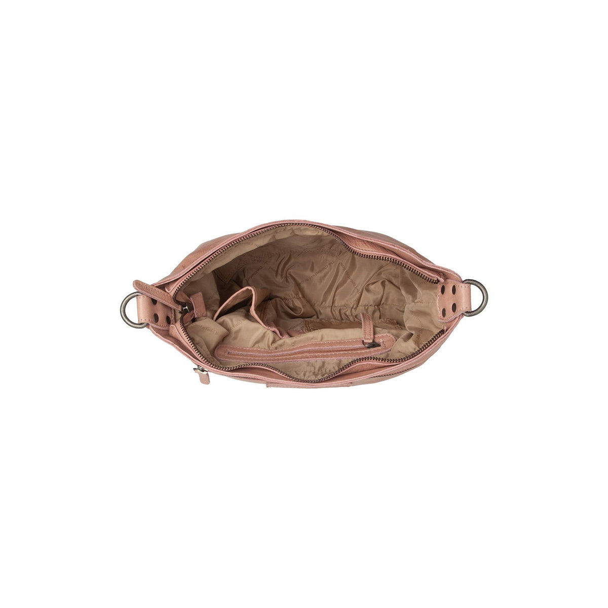 
Solid Antique Brass Hardware & Heavy-Duty Dual Zipper Detail on Lucy Кожаная сумка через плечо