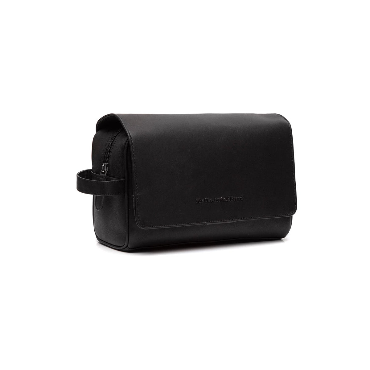 Rosario Full-Grain Leather Toiletry Bag in Classic 100% Full-Grain Leather - Front Profile View &amp; Tailored Silhouette | Buy Online